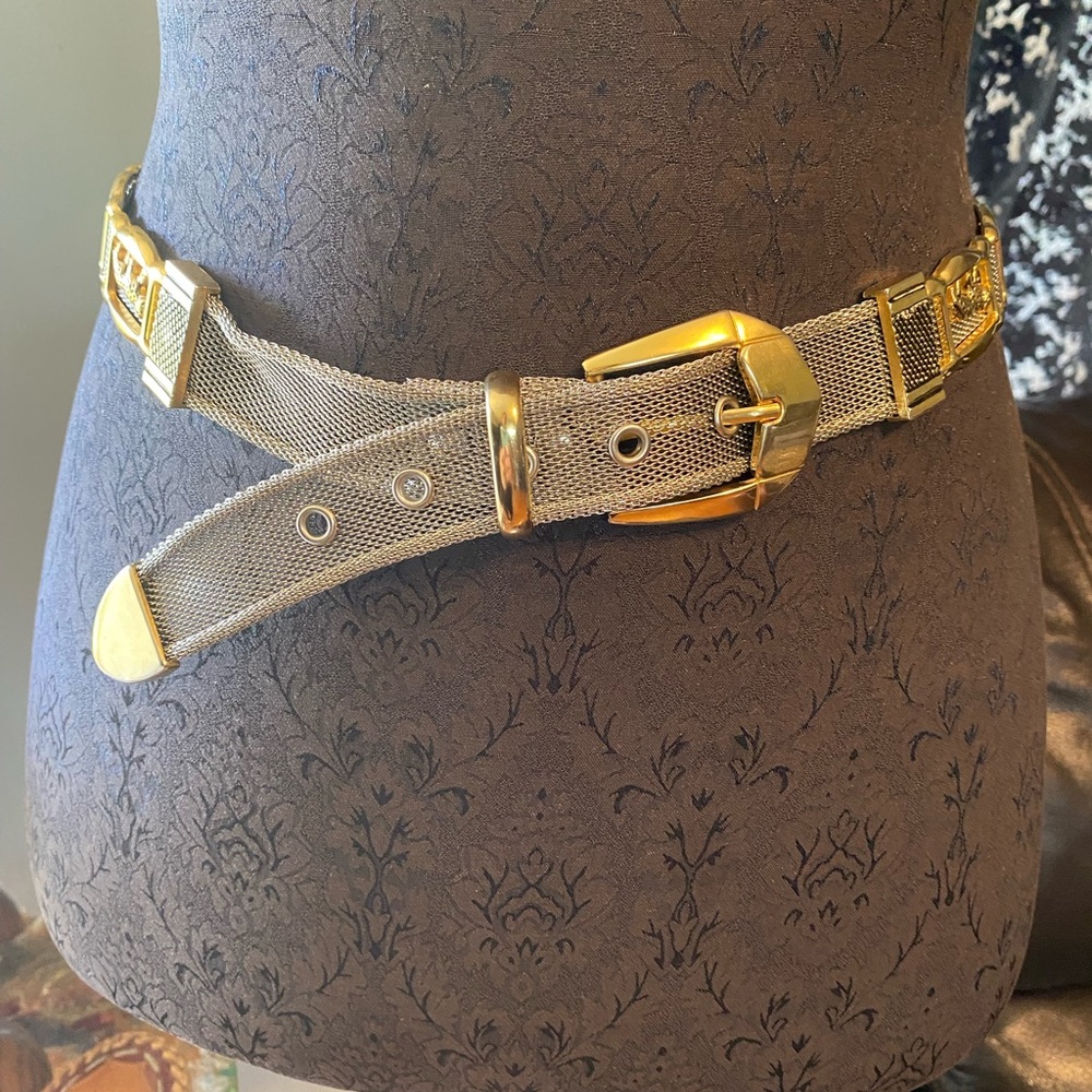 VINTAGE AUTHENTIC SILVER and gold TONE METAL MESH jaguar BELT - Picture 14 of 16